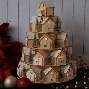 Hobby Lobby Illuminated Wooden Village Advent Calendar NWT